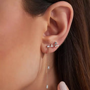 Trigon Pırlanta Taşlı Rose Altın Tek Küpe