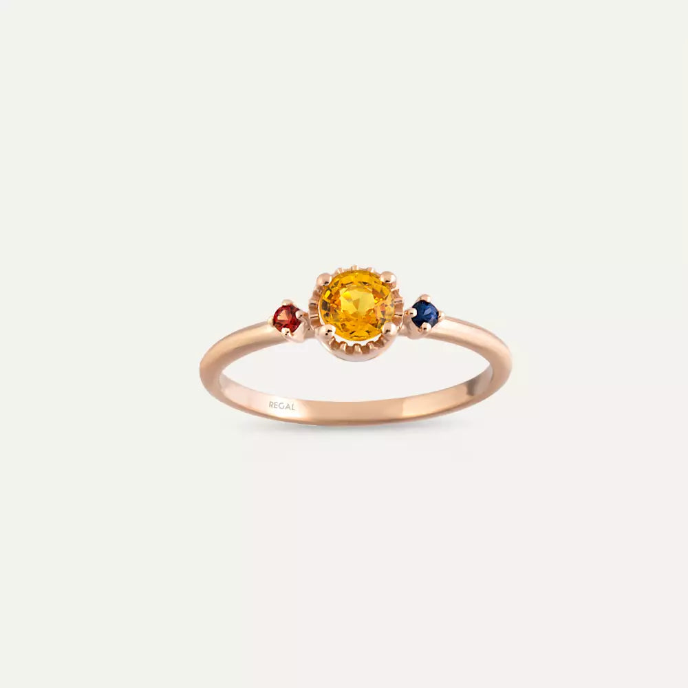 Trine 0.60 CT Multicolor Safir Taşlı Rose Altın Yüzük