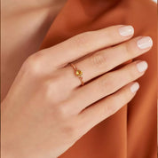 Trine Orange ve Red Safir Taşlı Rose Altın Yüzük