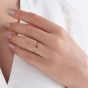 Trine Pırlanta ve Orange Safir Taşlı Beyaz Altın Yüzük