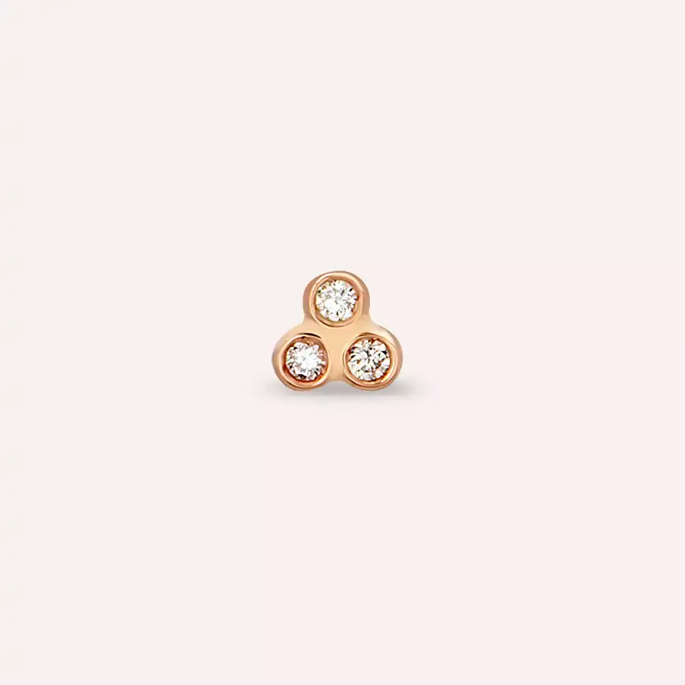 Triple Pırlanta Taşlı Rose Altın Piercing