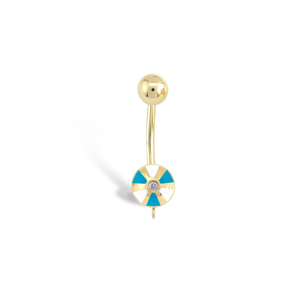 Turquoise Enamel Ball Diamond Mix Navel Piercing