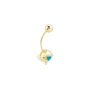 Turquoise Enamel Ball Diamond Mix Navel Piercing