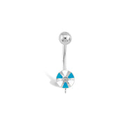 Turquoise Enamel Ball Diamond Mix Navel Piercing