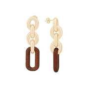 Turuncu Taşlı Zincir Küpe