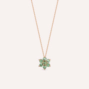 Tutty 1.64 CT Green Safir Taşlı Rose Altın Kolye
