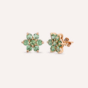 Tutty 3.34 CT Green Safir Taşlı Rose Altın Küpe