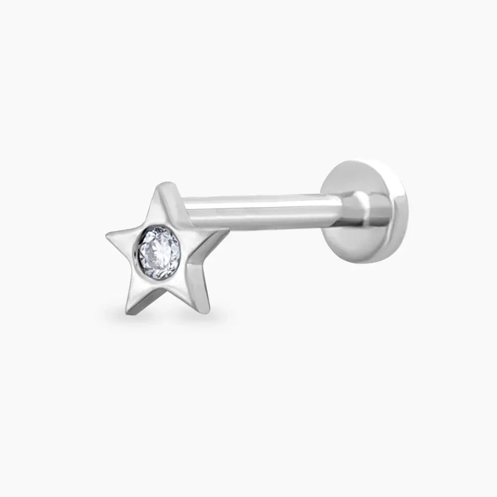 Twinkle Pırlanta Taşlı Beyaz Altın Piercing