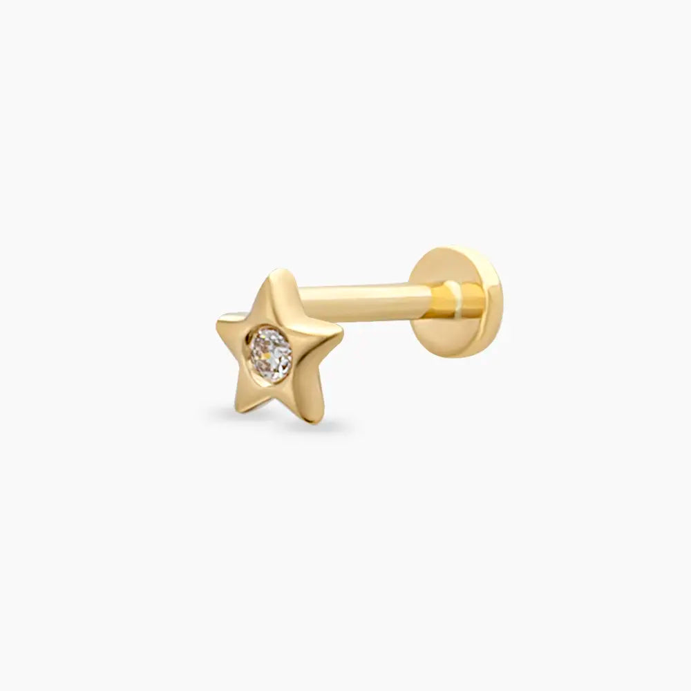 Twinkle Pırlanta Taşlı Sarı Altın Piercing
