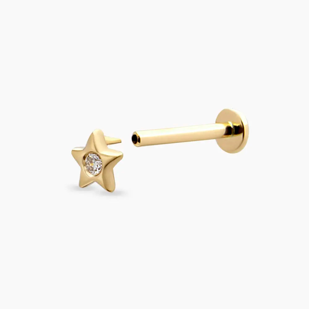 Twinkle Pırlanta Taşlı Sarı Altın Piercing