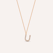 U Harf 0.10 CT Pırlanta Taşlı Rose Altın Kolye