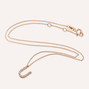 U Harf 0.10 CT Pırlanta Taşlı Rose Altın Kolye