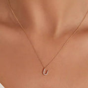 U Harf 0.10 CT Pırlanta Taşlı Rose Altın Kolye