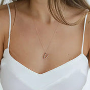 U Harf Multicolor Safir ve Brown Pırlanta Taşlı Rose Altın Kolye