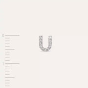 U Harf Pırlanta Taşlı Beyaz Altın Tek Küpe