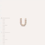 U Harf Pırlanta Taşlı Rose Altın Tek Küpe