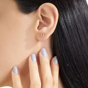 U Harf Pırlanta Taşlı Rose Altın Tek Küpe