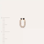 Ü Harf Pırlanta Taşlı Rose Altın Tek Küpe