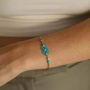 Uma Pırlanta Taşlı ve Turkuaz Mineli Bileklik