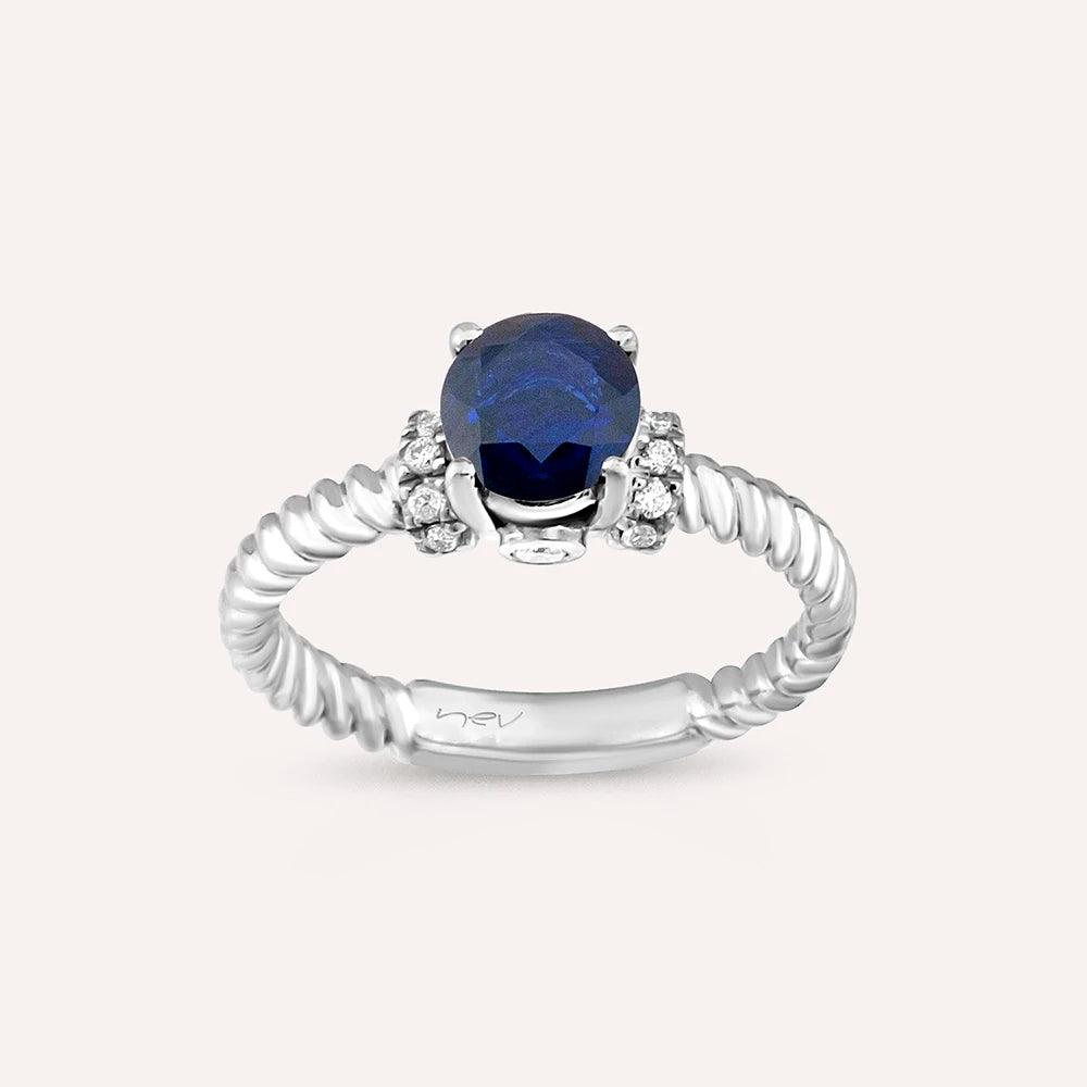 Valeria 0.99 CT Safir ve Pırlanta Taşlı Beyaz Altın Yüzük - Tufanlar Kuyumculuk