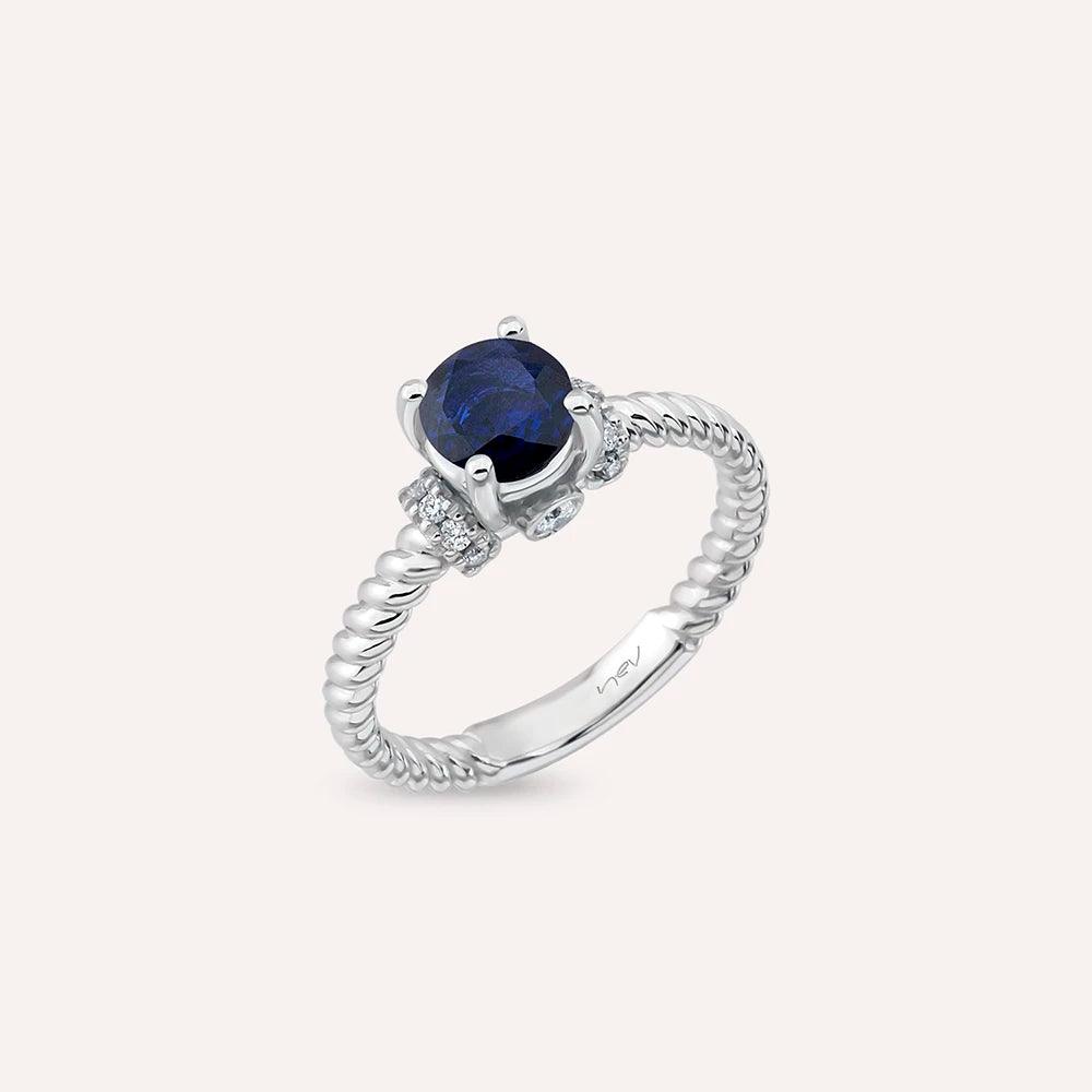 Valeria 0.99 CT Safir ve Pırlanta Taşlı Beyaz Altın Yüzük - Tufanlar Kuyumculuk