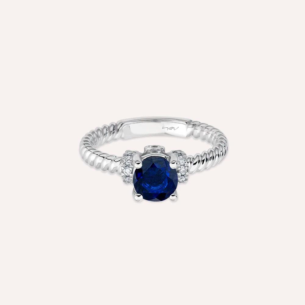 Valeria 0.99 CT Safir ve Pırlanta Taşlı Beyaz Altın Yüzük - Tufanlar Kuyumculuk