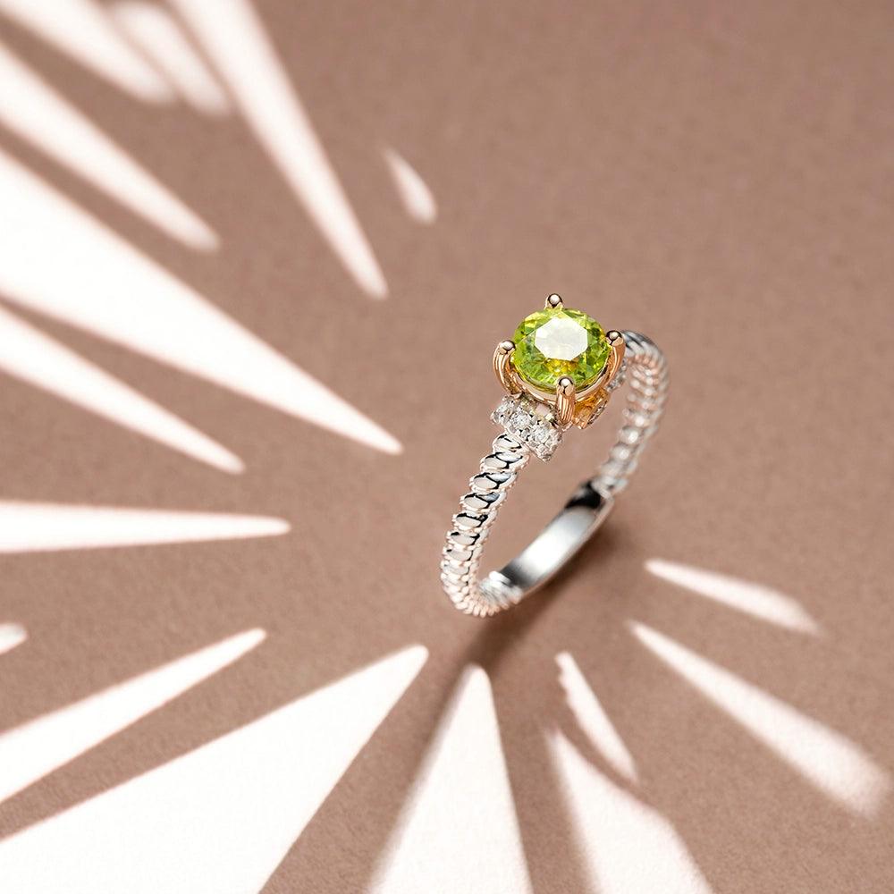 Valeria 1.22 CT Peridot ve Pırlanta Taşlı Beyaz Altın Yüzük - Tufanlar Kuyumculuk