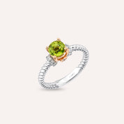 Valeria 1.22 CT Peridot ve Pırlanta Taşlı Beyaz Altın Yüzük