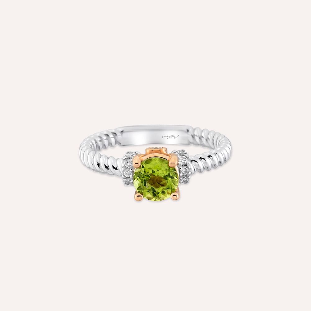 Valeria 1.22 CT Peridot ve Pırlanta Taşlı Beyaz Altın Yüzük