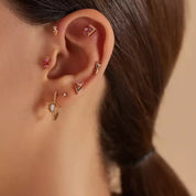 Vela Multicolor Safir ve Pırlanta Taşlı Rose Altın Piercing