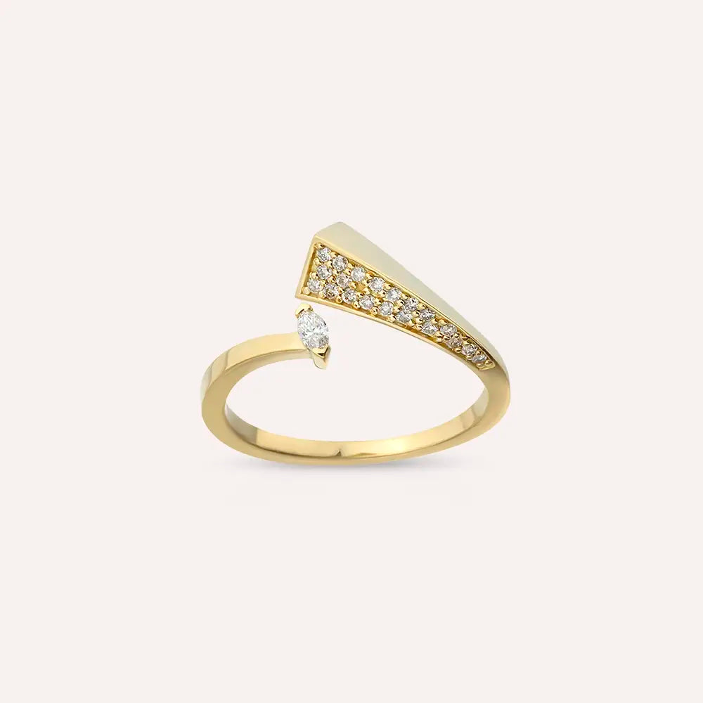 Vena 0.21 CT Markiz Kesim Pırlanta Taşlı Sarı Altın Yüzük