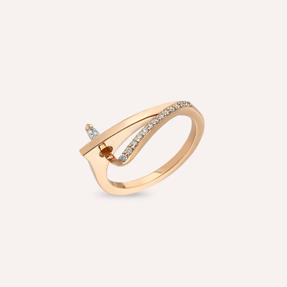 Vero 0.15 CT Markiz Kesim Pırlanta Taşlı Sarı Altın Yüzük