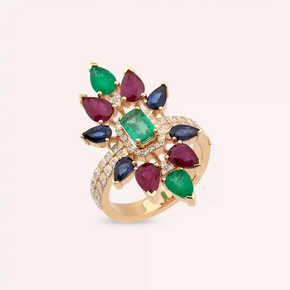 Verona 4.89 CT Pırlanta ve Değerli Taşlı Rose Altın Yüzük