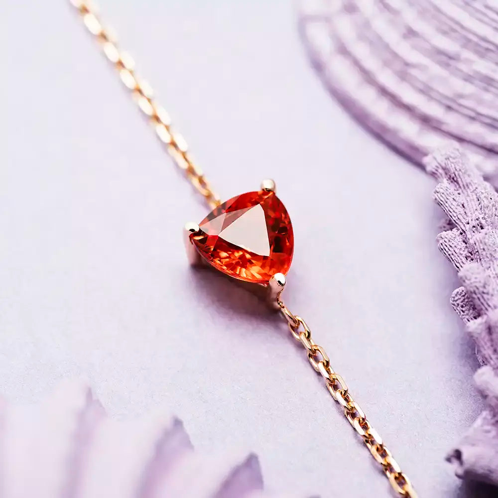 Vesta Orange Safir Taşlı Rose Altın Bileklik