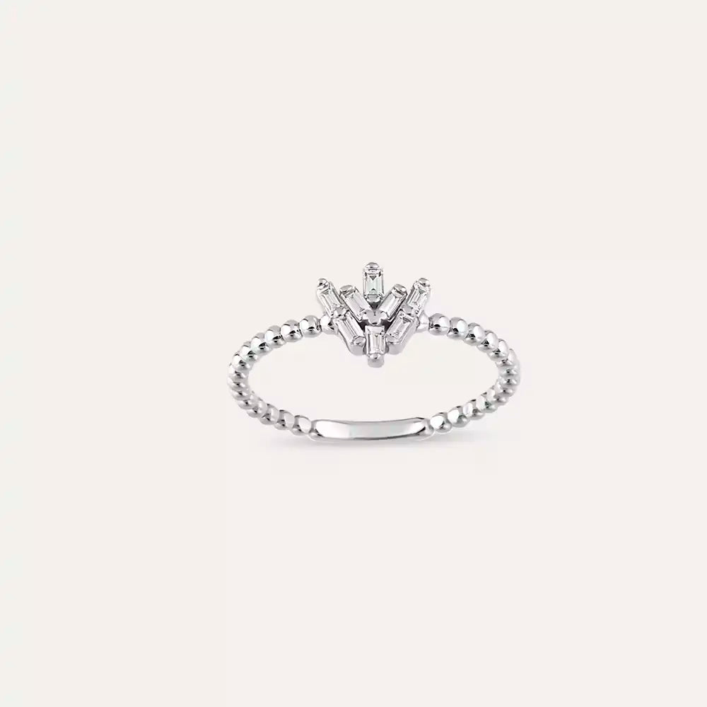 Vetra 0.17 CT Baget Pırlanta Taşlı Beyaz Altın Yüzük