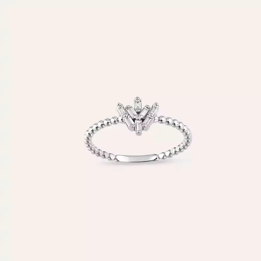 Vetra 0.17 CT Baget Pırlanta Taşlı Beyaz Altın Yüzük