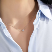 Vetra Baget Kesim Pırlanta Taşlı Beyaz Altın Kolye