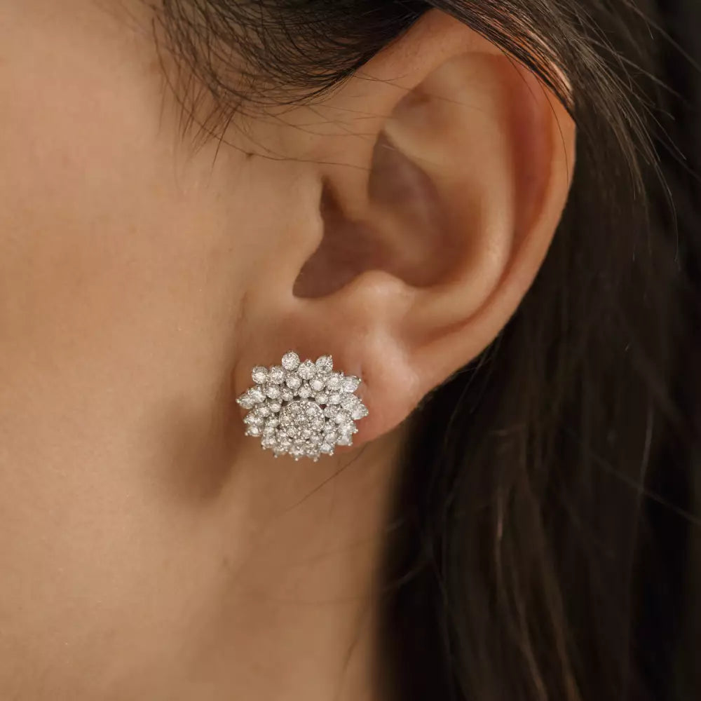 Victoria Pırlanta Taşlı Beyaz Altın Küpe