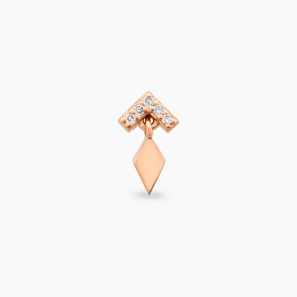 Vina Pırlanta Taşlı Rose Altın Piercing
