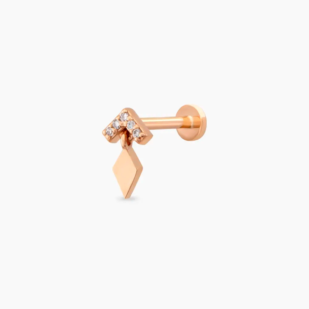 Vina Pırlanta Taşlı Rose Altın Piercing