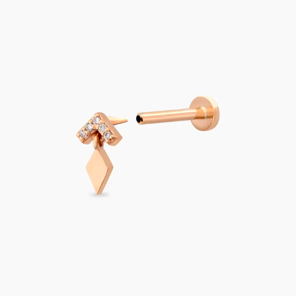 Vina Pırlanta Taşlı Rose Altın Piercing