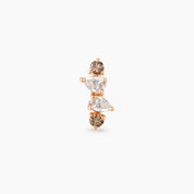 Vine Brown Pırlanta Taşlı Rose Altın Piercing