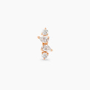Vine Damla Kesim Pırlanta Taşlı Rose Altın Piercing