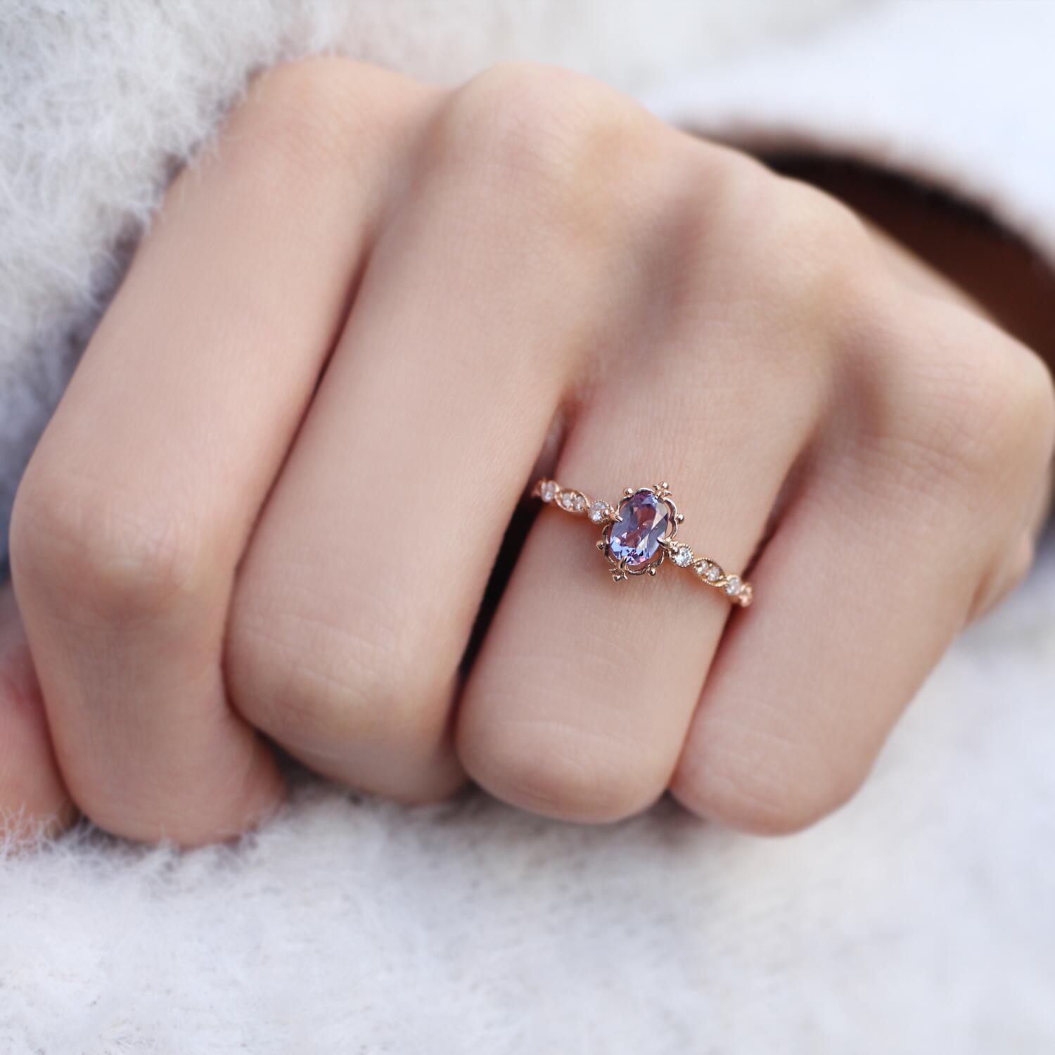 Vintage Aria Alexandrite & Pırlanta Yüzük