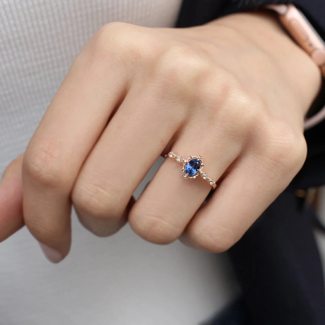 Vintage Aria Blue Topaz & Pırlanta Yüzük