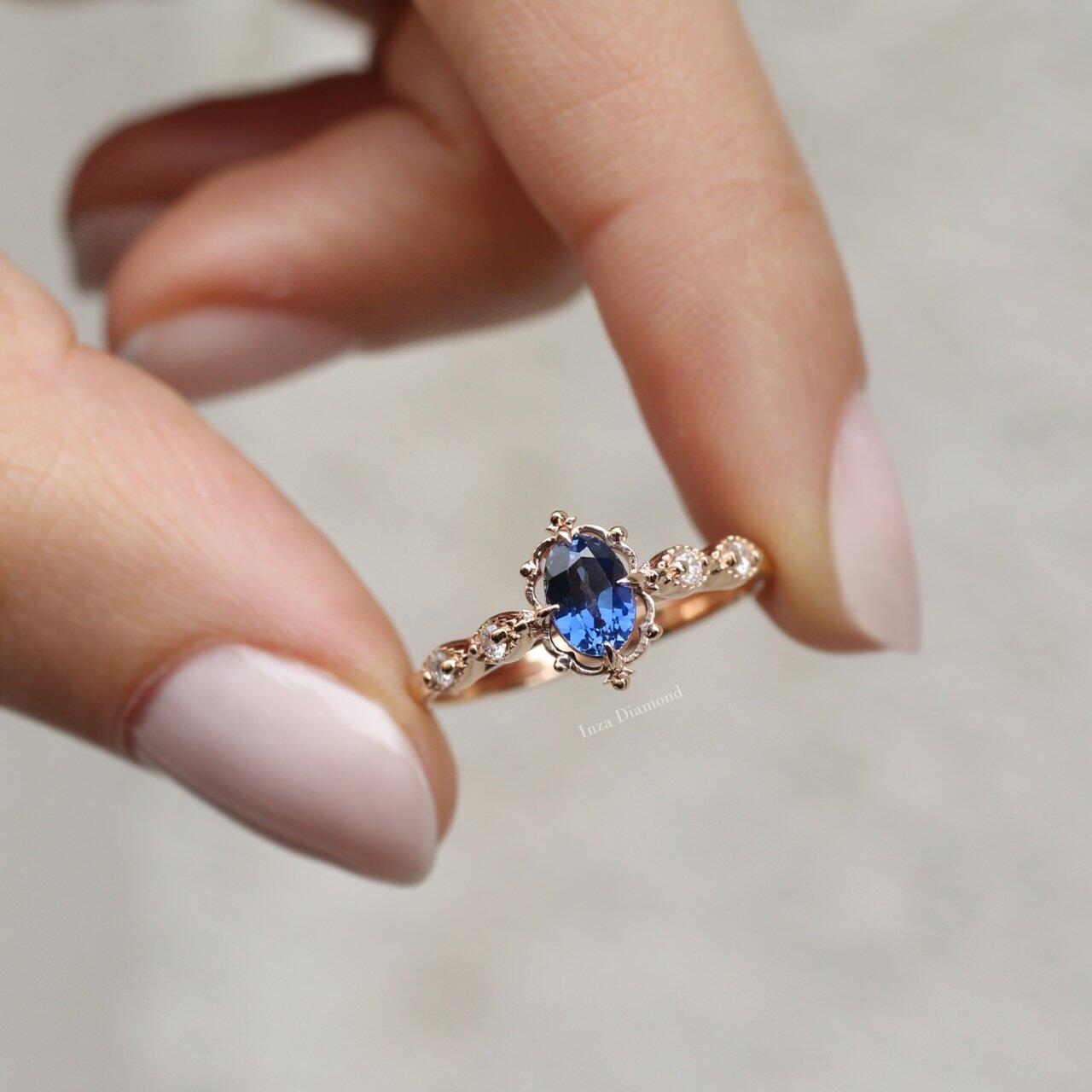 Vintage Aria Blue Topaz & Pırlanta Yüzük