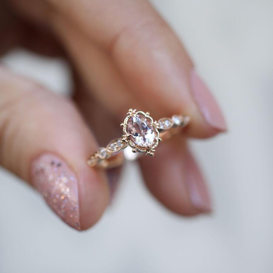 Vintage Aria Morganite & Pırlanta Yüzük