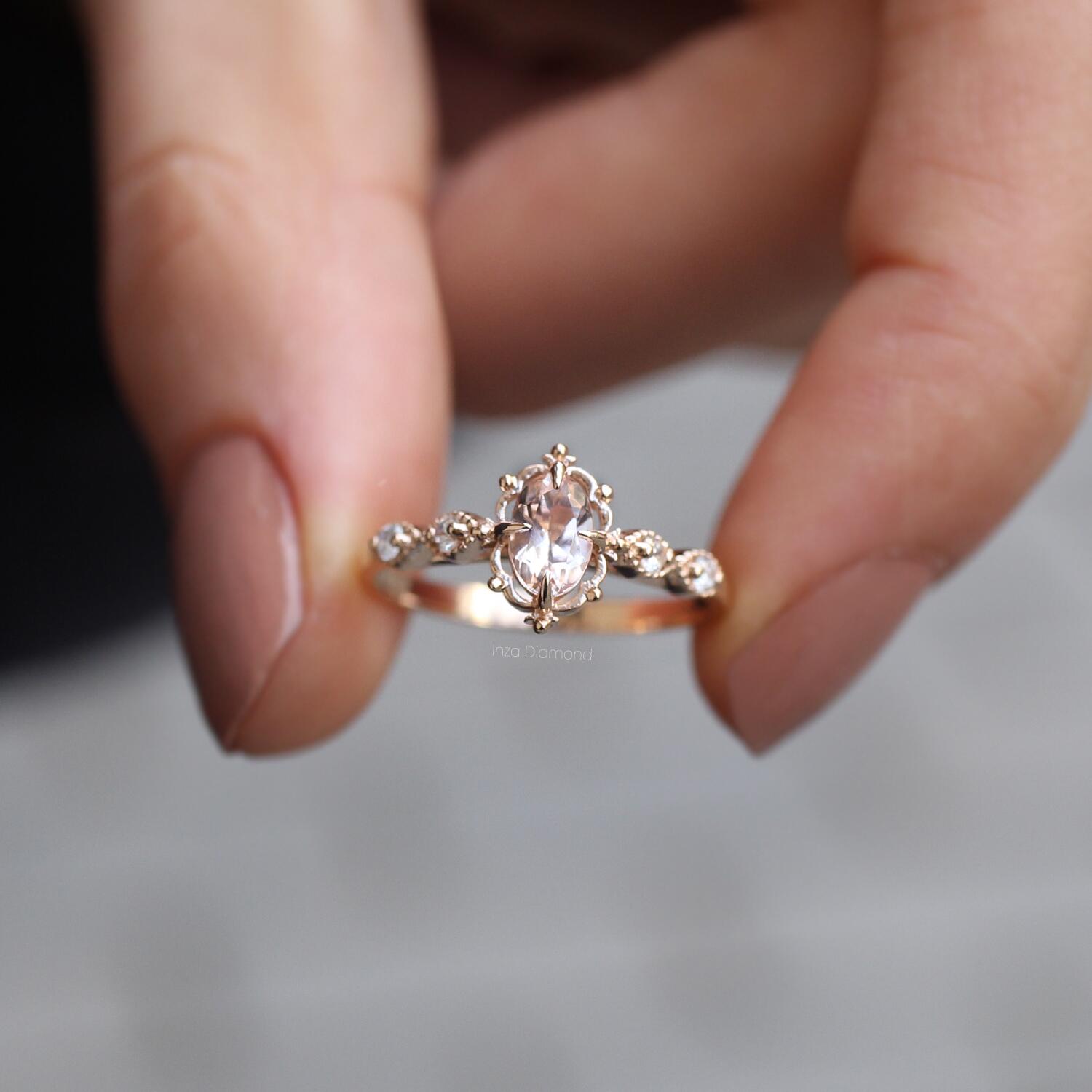 Vintage Aria Morganite & Pırlanta Yüzük