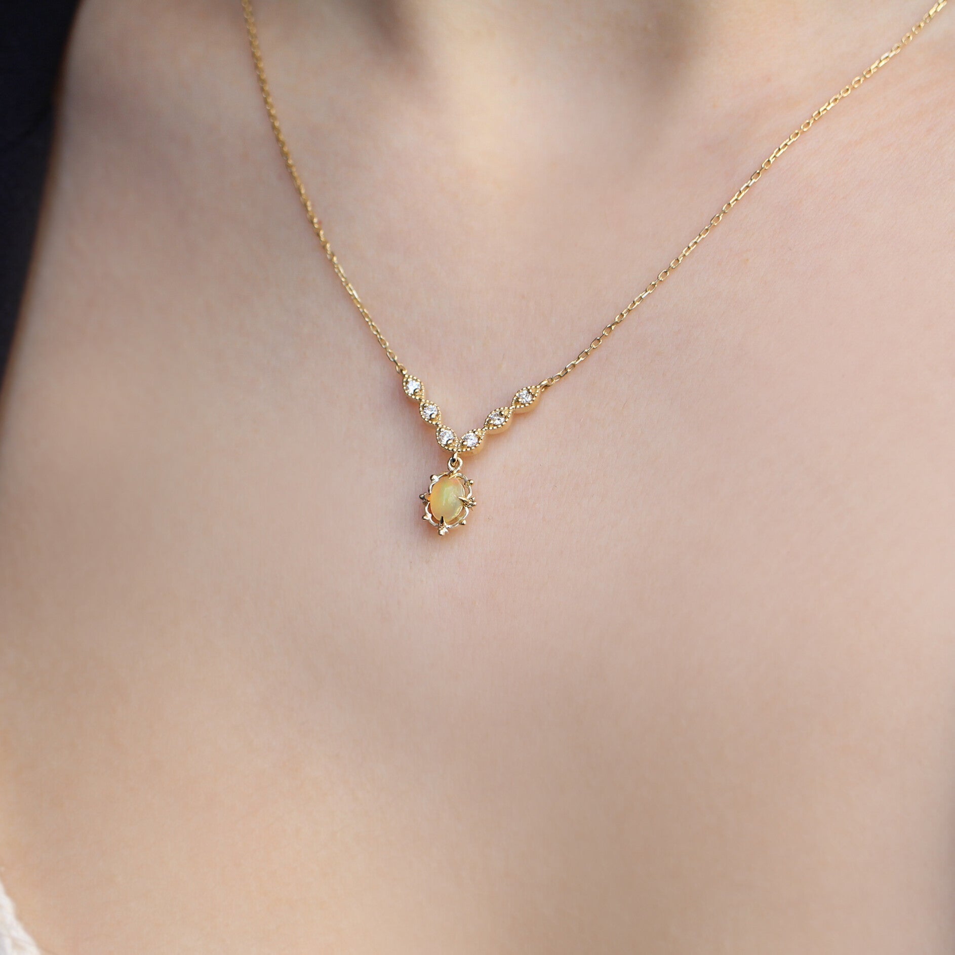 Vintage Aria Opal & Pırlanta Kolye