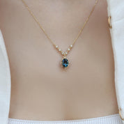 Vintage Aria Pırlanta & London Blue Kolye